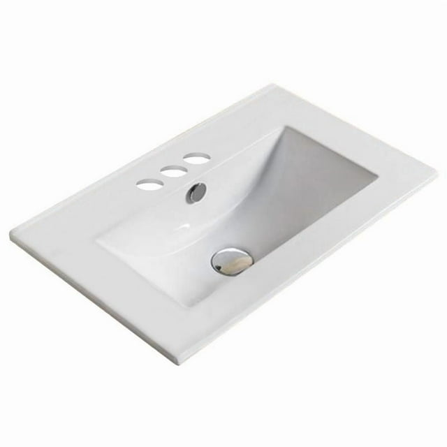 American Imaginations 19.9-in. W 16.6-in. D Ceramic Top In White Color For 3H4-in. Faucet AI-28604