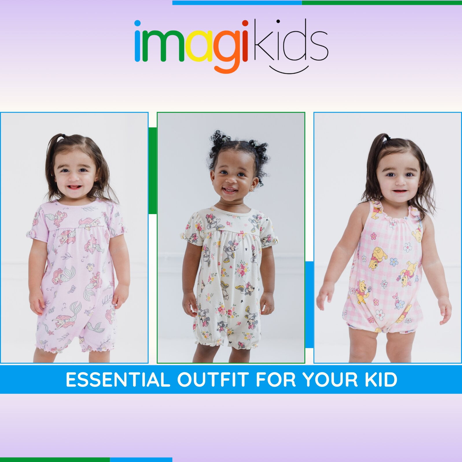 Disney The Little Mermaid Baby Girls' 2-Pack Short Sleeve and Sleeveless Bubble Romper Set Mint and Pink Ariel and Flounder