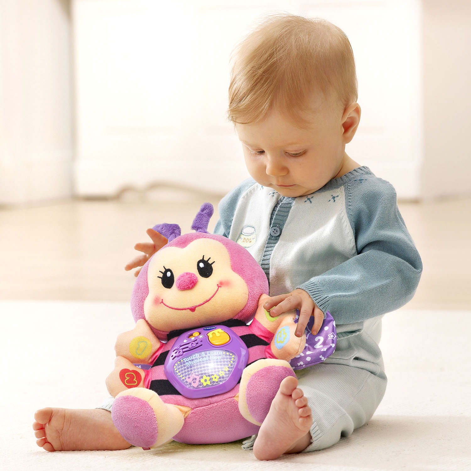 VTech Touch and Learn Musical Bee, Plush Crib Baby Toy, Pink, Walmart Exclusive - image 3 of 5