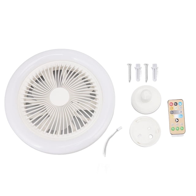 Ventilador de techo pequeño de 36 W, 9,8 pulgadas, silencioso, E27, LED, para dormitorio, 86-265 V, blanco