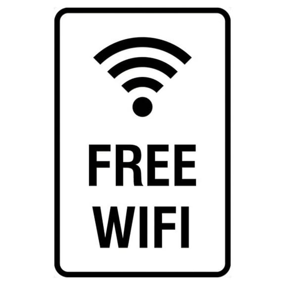 Portrait Round Free Wifi Sign (White) - Small 4" x 6"