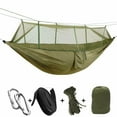 thumbnail image 6 of IC ICLOVER Camping Hammock with Mosquito Net and Rainfly Cover Tarp Fall, Portable Double Nylon Parachute Hammock Tent Rainfly Set for Backpacking Hiking Travel Yard Beach Outdoor Activities Green, 6 of 9