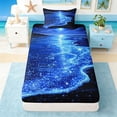 thumbnail image 4 of Manfei Magical Glowing Blue Ocean Twin Sheet Sets for Kids Boys and Girls, Coastal Fantasy Print Bedding 3-Piece, 1 Flat Sheet, 1 Fitted Sheet and 1 Pillowcase, 4 of 6