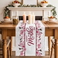 thumbnail image 4 of Pink Mother's Day Cotton Linen Table Runner for Dining Kitchen, Watercolor Flowers Modern Polka Dot Striped Wedding Outdoor Party Tablerunners, Dresser Scarf Coffee Tablecloth Runners 13x70 Inches, 4 of 9