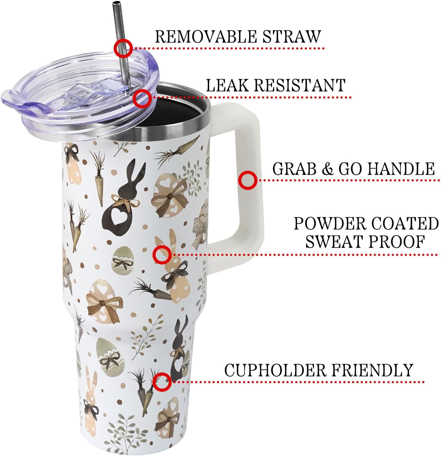 Christmas Tumbler with Handle and Straw Lid 40 oz,Cute Christmas Gifts for Women Xmas Lights Snowflakes Vacuum Insulated Leak Proof Tumbler,Winter Holiday Accessories Stainless Steel Coffee Cup Mug
