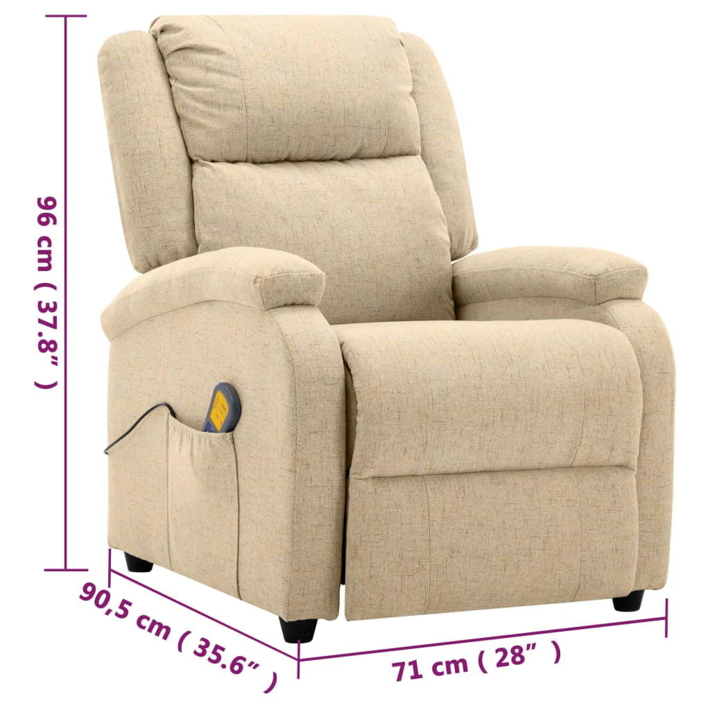 vidaXL Massage Chair Reclining Push Armchair Adjustable Sofa Chair Fabric