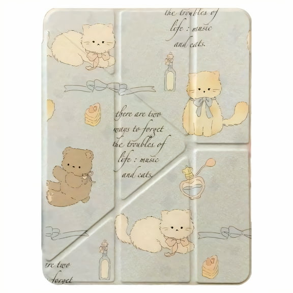 GJX Case for Ipad Air 11 Inch with Pencil Holder,Faux Leather Tablet Holder,Travel Friendly Cute Case for Ipad,Style1