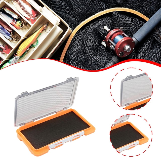 Caja contenedora para aparejos de pesca, estuche para señuelos, caja para cebos de mosca para pescadores aficionados Naranja