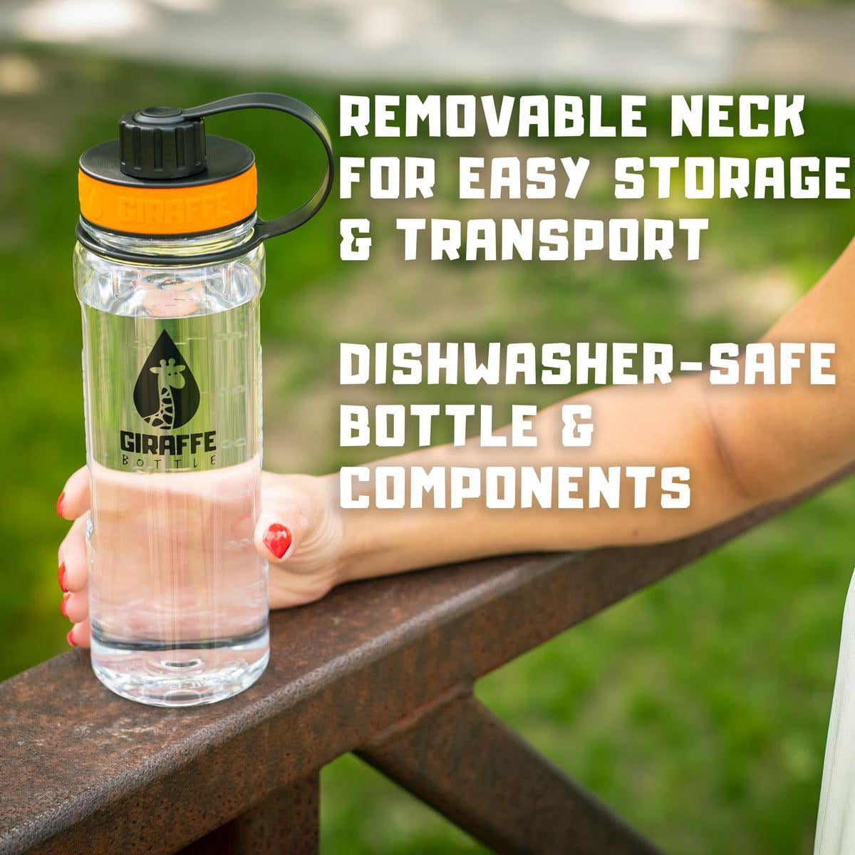 Giraffe Bottle Tower XL Clear Bottle Hands-Free Drinking System, 15 inch / 38 cm Neck