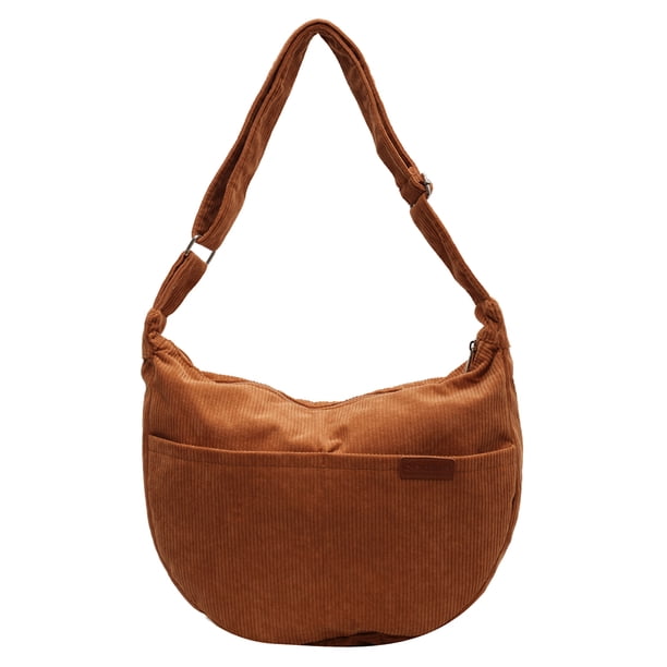 Bolso Bandolera Pana para Mujer Bolso Compras Informal Media (marrón)