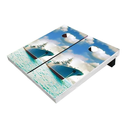 Skip's Garage Naval Ship Solid Wood Cornhole Board Set