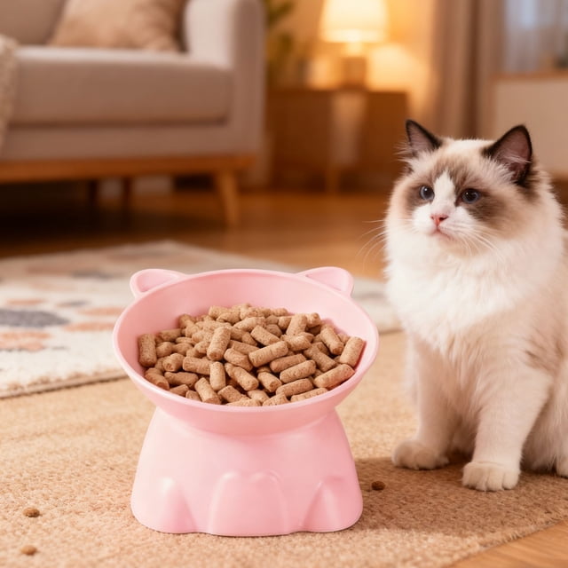 Comedero para gatos de gran capacidad, bonito bebedero para gatos que protege el cuello.