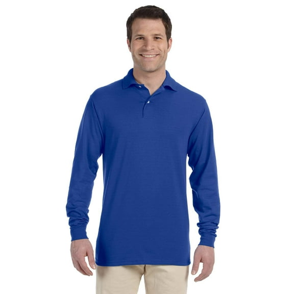 Jerzees mens Spotshield Stain Resistant (Short & Long Sleeve) Polo Shirt, Long Sleeve - Royal Blue, Medium US
