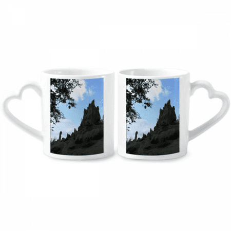 

Northeastern Horny Hill Art Deco Fashion Couple Porcelain Mug Set Cerac Lover Cup Heart Handle