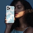 thumbnail image 5 of Compatible with iPhone 12 Pro Max Phone Case for Women, Transparent Shell Four Corner Protection Edge with Cute Cow Print Design, Lens Edge Raised Protection for iPhone 12 Pro Max 6.7"-Blue, 5 of 12