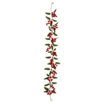 AYktou 39.4 Inch Christmas Garlands, Artificial Red Berries Hanging Vines Rattan Contracted Brief Styles Green Leaves Wreath for Christmas Tree Fireplace Gate Mantle Table Home Party Decor