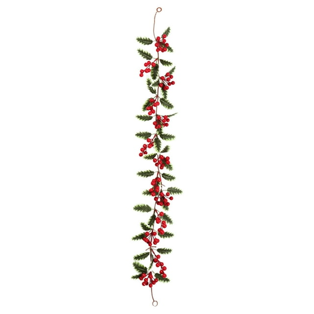 Vignes de Noël Artificielles avec Baies Rouges et Adaptées pour des Décorations de Fête comme Portes et Fenêtres et Cheminées