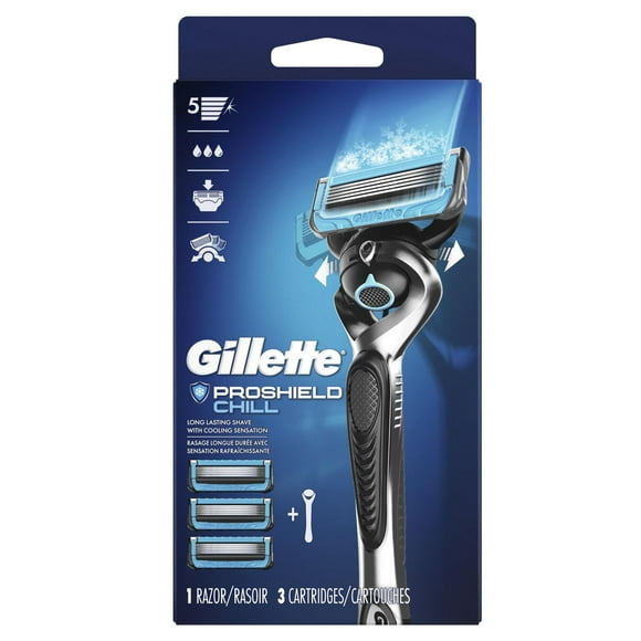 Gillette ProGlide Chill Razor for Men, 1 Handle + 3 Blade Refills