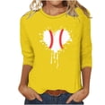 thumbnail image 2 of QUNYINEY Casual Tshirts Shirts for Women Crew Neck 3/4 Sleeve Yellow Baseball Tops Loose Drop Shoulder T-Shirts, 2 of 4