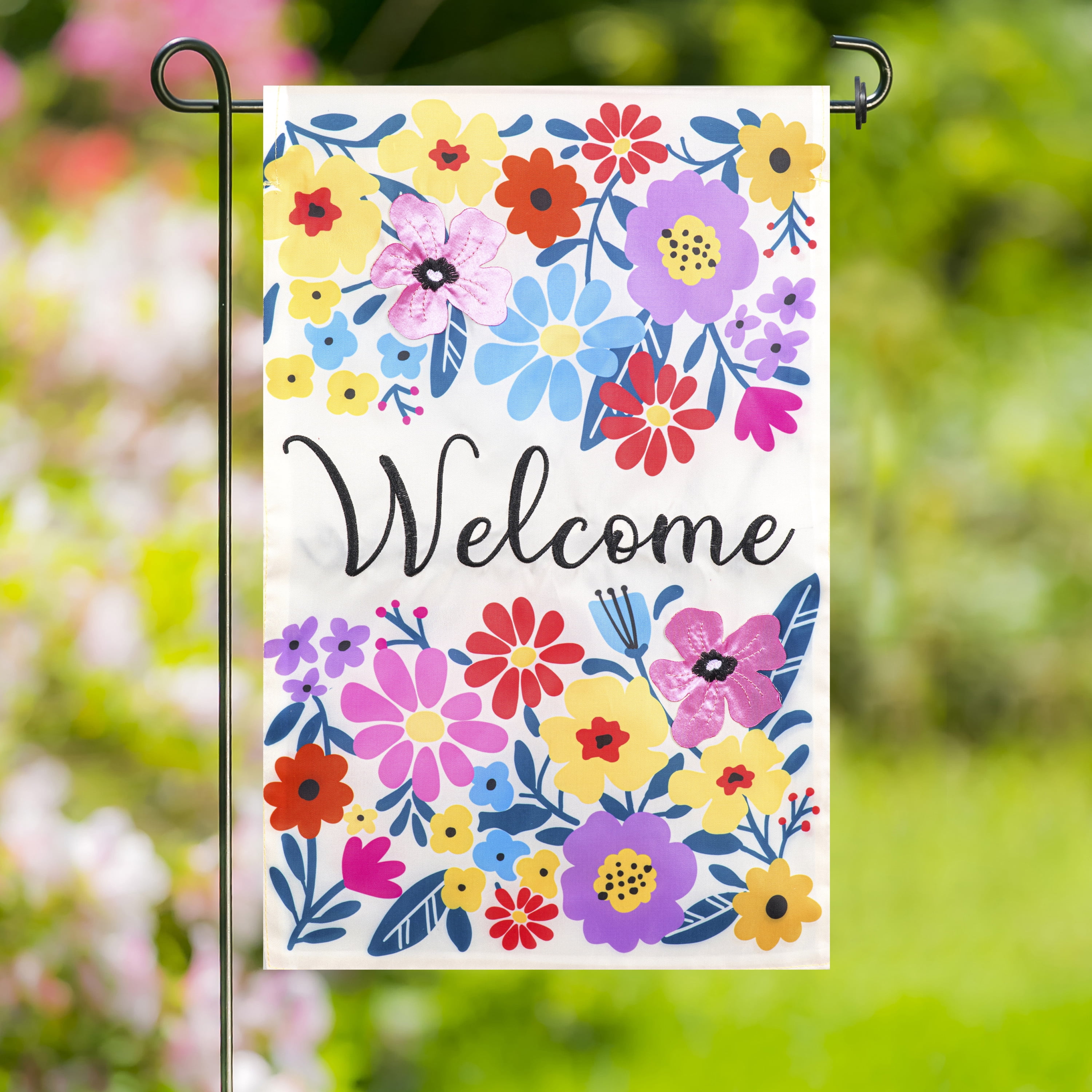 Meadow Creek 11.5" x 18" Spring Floral Welcome Outdoor Yard Flag