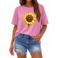 thumbnail image 2 of NAMTYQX Going Out Tops for Women Print Plus Size Relaxed Fit Short Sleeve Stretch Cute Crewneck Soft Gemustertes Womens Tops Casual Pink Size 2XL, 2 of 5