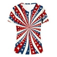 thumbnail image 4 of ZQUUVOU 4Th Of July V Neck Patriotic T-Shirts Women American Flag Print Short Sleeve Tops C-Red (XL), 4 of 4