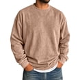 thumbnail image 2 of Domuza Mens Acid Wash Crewneck Sweatshirt, Vintage Long Sleeve Pullover, Loose Fit Streetwear Top - Coffee S, 2 of 5