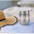 thumbnail image 4 of Mother of The Groom 12 OZ Stemless Wine Tumbler, Stainless Steel Travel Cup|Lake Tumbler|Insulated with Leak Resistant Slide-Lock Lid, Silver, 4 of 7