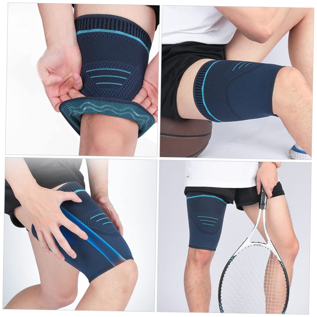 Waqn 2pcs Thigh Brace Elbow Sleeve Hamstring Stretch Strap Ankle Weights Sleeve Leg Wraps Leg Sleeve Thigh Sleeve Brackets Outdoor Cycling Leg Protectors Elastic A417