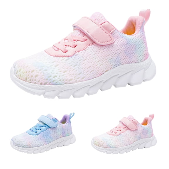 Otqutp Sneakers for Girls Lightweight Breathable Lace Up Running Shoes Adjustable Strappy Non-Slip Athletic Tennis Shoes