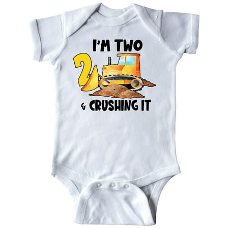 

Inktastic I m 2 and Crushing It Construction 2nd Birthday Gift Baby Boy or Baby Girl Bodysuit