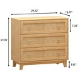 thumbnail image 5 of FANRAL Rattan Large Nightstand,27.6"H Wood Tall Night Stand,Wide Modern 3 Drawers,Boho Bedside Table Narrow Side Table for Bedroom Living Room,Natural Oak, 5 of 8