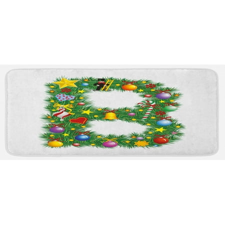 

Letter B Kitchen Mat Tasty Candy Cane and with Top Hat Suit Christmas Tree Design with B Print Plush Decorative Kitchen Mat with Non Slip Backing 47 X 19 Multicolor by Ambesonne