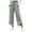 Green, variant on Ladies Striped Drawstring Pants with Pockets Ankle Split Hem Casual Everyday Trousers