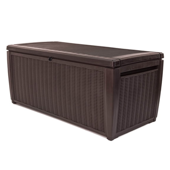 Keter Sumatra 135 Gallon Resin Deck Box with Pool Kit, White