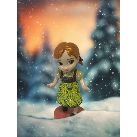 GLITTER BABY ANNA Cake Topper PVC 3" Figure Figurine Frozen Elsa Sister New Gift