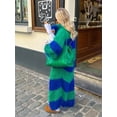 thumbnail image 3 of Cárdigan largo a rayas para mujer, suéter de manga larga farol, abrigo de punto holgado de gran tamaño, ropa de calle Chic, moda de otoño, 3 of 4