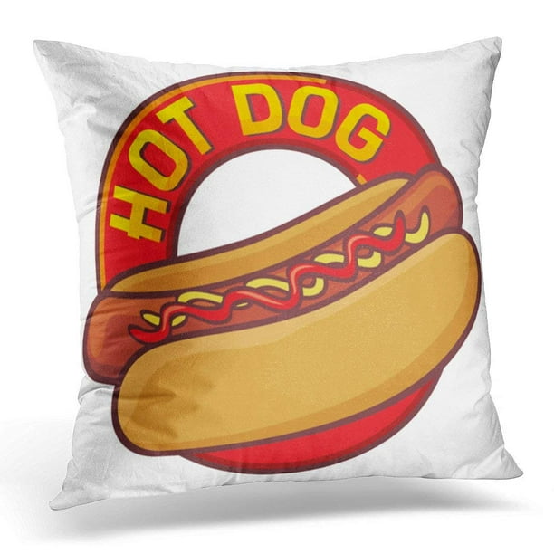 ARHOME Red Hotdog Hot Dog Bun Pillow Case Pillow Cover 20x20 inch