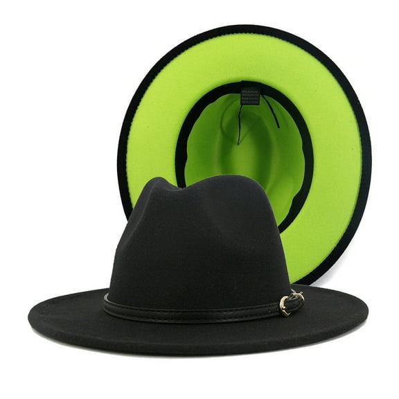 IDALL Fedora Hats for Men Visor Hats Two Tone Red Bottom Wide Wool Fedora Hat Panama Hat Casual Jazz Hats For Men Women Summer Hats Western Hat Green One Size