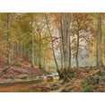 thumbnail image 2 of Heinrich Böhmer 18x15 Black Ornate Wood Framed Double Matted Museum Art Print Titled - Autumn Woodland with Bridge Over a Stream, 2 of 5