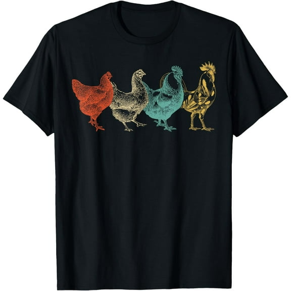 Premium model-Unisex-100% cotton-Chicken Retro Vintage Poultry Farmer Women Men Farm Lover T-Shirt