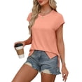 thumbnail image 6 of Heisall Women's Casual Loose Fit Crew Neck Dolman Short Sleeve Tunic Tops Soft Lightweight Summer Blouses with Hem Accent, 6 of 8