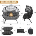 thumbnail image 4 of CHINNLUU Double Wicker Egg Chair Outdoor Indoor - 2-Person Oversized Loveseat with 8" Thickened Paded Cushion - 700 lbs Weight Capacity Patio Lounge Chair for Balcony Porch Backyard - (Black Radial), 4 of 10