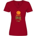 thumbnail image 3 of Inktastic Happy Fall Y'all, Pumpkin, Arrow, Fall, Autumn Women's V-Neck T-Shirt, 3 of 5