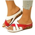 thumbnail image 4 of Womens Sandals Dressy Clearance, Xunlbb Women's Fashion Casual Summer New Beach Fish Mouth Color Matching Wedge Sandals(Red,Size:43), 4 of 8