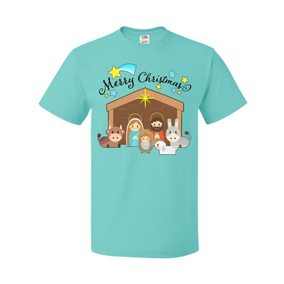 Inktastic Merry Christmas Cute Nativity Scene T-Shirt