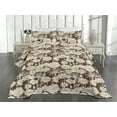 thumbnail image 2 of Ambesonne Chamomile Quilted Coverlet 3 Pcs, Vintage Minimalist Daisy, Queen Size, Taupe Eggshell, 2 of 4