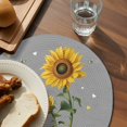 thumbnail image 3 of Sunflowers Round 13 Inch Placemats Set of 2, Spring Summer Bees Yellow Floral Grey HeatResistant Non Slip Place Mats for Dining Table, Wipeable Braided Kitchen Table Mats for Housewarming, 3 of 9