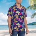 thumbnail image 3 of Pofeuu Paint Butterflies Print Hawaiian Shirt for Men Sleeves Casual Button Down Summer Beach Dress Shirts T-Shirts,X-Large, 3 of 7