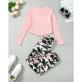 thumbnail image 3 of Kucnuzki 13 Years Big Girls Winter Clothes Set 14 Years Youth Teen Kids Outfits Long Sleeves Knit Top Star Print Crop Top Camouflage Cargo Pants Sets 2pcs Clothing Pink 13-14Y, 3 of 9